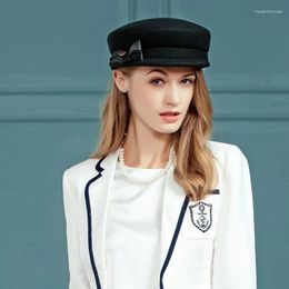 Berets Arrival Winter Fashion All-match Wool Hat And Black Army Cap Female Leisure Elegant Lady Beret B-7445