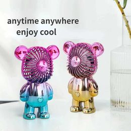 Other Appliances USB Mini Cute Cartoon Bear Fan Power Supply Handheld Portable Fan Convenient for Home Office Outdoor Small Fan Gifts J240423