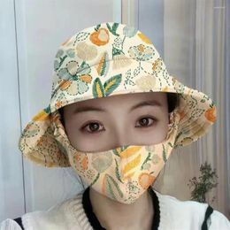 Berets With Mask Agricultural Work Hat Gift Wide Brim Bucket Sunscreen Dust Protect Neck Anti-uv Fisherman Unisex