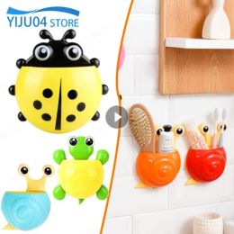 Heads Cartoon Ladybug Toothbrush Holder Wall Mounted Remote Control Shelf Household Toothbrush Toothpaste Holder Container Accessories