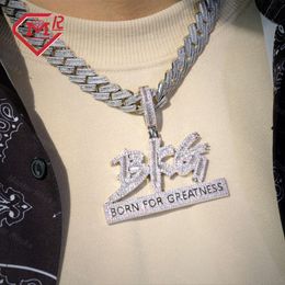 Big Baguette Letter Necklace For Mens Chain Sliver Vvs Moissanite Pass Diamond Tester Custom Iced Out Pendant