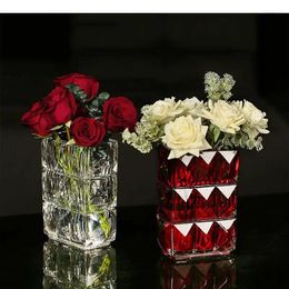 Vases Brilliant Crystal Glass Vase Desk Decoration Floral Hydroponics Flower Pots Decorative Arrangement Modern Decor