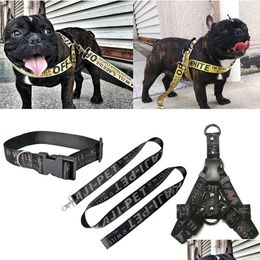 Dog Collars Leashes Collar And Leash Set Fashion Gold Chain Nylon Long Rope Lettered Perro For Pitbl Puppy Drop Delivery Home Garden P Ot64Z