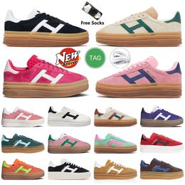 Bold Platform Designer Shoes women Cream Collegiate Green Wild Pink Black Gum True Pink Green Women Sports Trainers Fashion Suede Leather Woman Sneakers