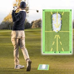Aids Golf Training Mat for Swing Detection Batting Practice Training Aids with Ground Nail Swing Practice Pads for Indoor Outdoor