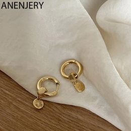 Earrings ANENJERY Circle Pendant Detachable Earrings For Women Fashion Lovely Light Luxury Handmade Accessories