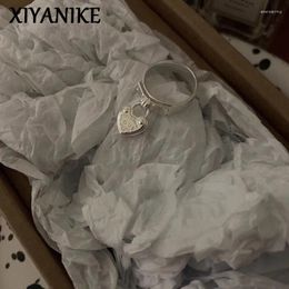 Cluster Rings XIYANIKE Korean Heart Lock Letter Cuff Finger For Women Girl Sweet Fashion Jewellery Lady Gift Party Anillos Mujer