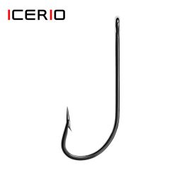 Accessories ICERIO 100PCS Barbed Fishing Hooks Sea Worm Carp Single Circle Hook Set Fly Fishing Accessories Tackle Carbon Steel Fishhook