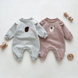 One-Pieces Baby Warm LongSleeved Jumpsuit Fashion Cute Bear Cartoon Long Romper Autumn Winter Baby Bodysuits for boy and girl
