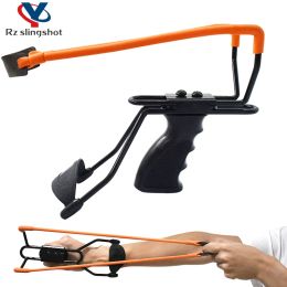 Arrow Black Highstrength Plastic Slingshot Strong Round Tube Rubber Band Catapult Outdoor Hunting Slingshot with Wrist Rest
