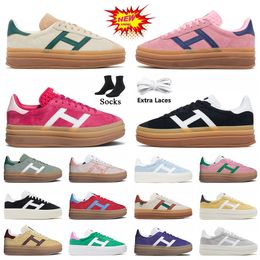 Bold Platform Designer Casual Shoes Cream Collegiate Green Pink Gum White Black Women Sports Traine Top Quality Fashion Suede Leather Plate-forme Woman