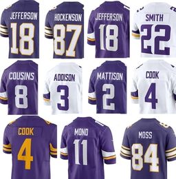 Football Jersey J.J. McCarthy Kirk Cousins Alex ander Mattison Ty Chandler Justin Jefferson Addison T.J. Hockenson Danielle Hunter Dalvin Cook Byron Murphy Jr