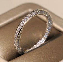 Cute Victoria Wieck Luxury Jewlery 925 Sterling Silver Corss Band Pave White Sapphire CZ Diamond Women Wedding Party Rings for Lov4289219