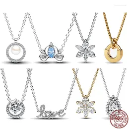 Pendants Selling 925 Sterling Silver Classic Letter Circular Snowflake Pendant Necklace Shiny Light Luxury Charm Jewellery Holiday Gift