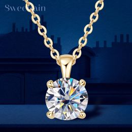 Necklaces D Color 1ct Moissanite Pendant Necklace for Women 18k Gold Plated Certified Original 925 Silver Diamond Necklaces Fine Jewelry