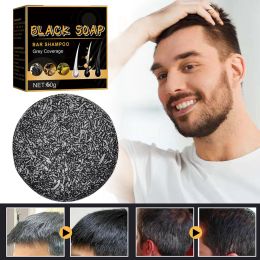 Shampoos Men's Grey Hair Reverse Bamboo Charcoal Hair Soap Hair Darkening Hair Shampoo Oil Control Hair Care Hair Darken Bar Soap 60g