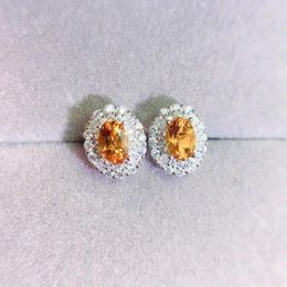 Stud Earrings Per Jewellery Natural Real Yellow Citrine Earring Luxury Style 0.5ct 2pcs Gemstone 925 Sterling Silver Fine L24384