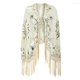 Scarves Handmade Tassels Shawl Evening Party Wraps Women Luxury Sequin Pashmina Holiday Casual Cardigan Shawls Femme Long Ponchos