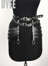 UYEE Women PU Leather Harness Body Belts Dress Garters Waist Belts Bondage Belt Punk Adjustable Suspender Double Straps LP0164146173