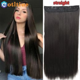 Wigs Straight Clip in Human Hair Extensions One Piece 5 Clips Brazilian 100% Body Wave Soft One Piece Natural Human Hair Extension
