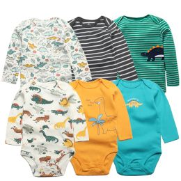 One-Pieces 6PCS Baby Girl Clothes 2023 Unisex 100% Cotton Baby Bodysuits Long Sleeves Newborn Baby Boy Jumpsuit infantil Clothing Ropa Bebe