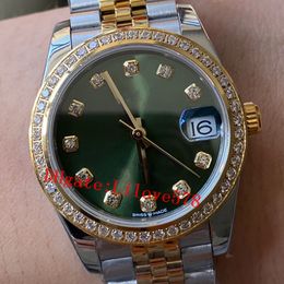 New Models Women Watch Sapphire Waterproof Diamond Green Disc 31MM 2824 Machinery Automatic Movement Gold strap