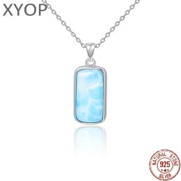 Necklaces XYOP 925 Sterling Silver Understated Fun Eye Focus Natural Larimar Necklace Jewelry Personality Party