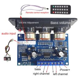 Amplifier AYHFBT5.0 2.1 Channel Digital Amplifier Board+AUX Cable+Remote Control 2X25W+50W Subwoofer Class D Amplifier Board DC1220V