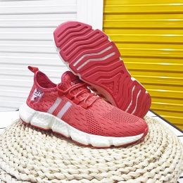 Boots 3 Stripes Sneakers High Quality Men Shoes Popcorn Sole Fly Weave Breathable Women Running Tennis Shoes Comfortable Walking Shoe