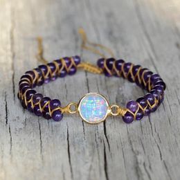 Charm Bracelets Creative Amethyst Beaded Opal Bracelet Handcrafted Wrapped Healing Crystal For Women Gift Jewelry