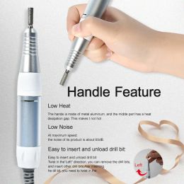 Drills Manicure Lathe Nail Drill Handle Handily Install Longlasting Aluminum Alloy ABS Compact Size Convenience Nails Accessories