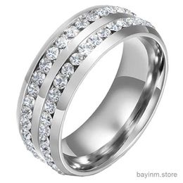 Wedding Rings New Trendy Titanium Romantic Couple DIY Crystal Alliance Engagement Wedding Rings For Men Women Jewellery