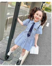 Luxury baby skirt Academy style design lapel Princess dress Size 90-140 CM kids designer clothes summer girls partydress 24April