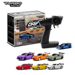 Electric/RC Car Turbo Racing 1 76 C64 C73 C72 C71 C74 Drift RC Car With Gyro Radio Full Proportional Remote Control Toys RTR Kit 240424