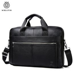 SCHLATUM Genuine Leather Briefcases Hard For Men Luxury Handbags Laptop Briefcase Bags 15.6 Inch Office Bussiness Computer Bag 240418