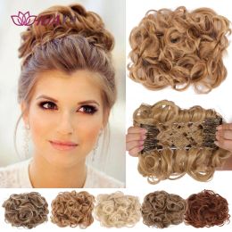 Chignon Chignon HUAYA Curly Chignon Messy Bun Updo Clip in Hair Piece Wiht Hairpins Elastic Band Synthetic Hair Bun Black Blonde