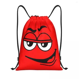 Storage Bags Cartoon Chocolate Red Candy Face Drawstring Women Men Foldable Gym Sports Sackpack Training Backpacks