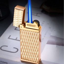 Blue Flame Without Gas Jet Lighter Smoking Accessories Grinding Wheel Fluorescence Luminous Iation Cigarette Lighters Gadgets For Men