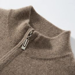 Men's Sweaters Cashmere Sweater Zipper Neck Pullover Soft Warm Long Sleeve Business Casual Solid Color Top.