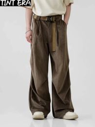 Pants Pleated Corduroy Pants Men Hip Hop Korean Wide Leg Trousers Male High Waist Oversize Casual Streetwear Vintage Autumn