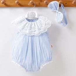 One-Pieces Newborn Baby Girls Jumpsuit Lace Stripe Toddler Baby Girl Cotton Romper Summer Infant Baby Girls Clothes