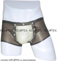 Sexy Latex Boxer Shorts With Codpiece Open Crotch Rubber Briefs Cod piece Underwear Bottoms Panties 00481668656