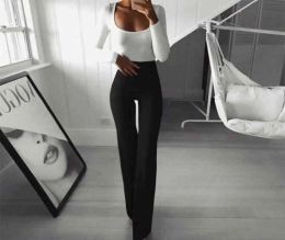 Yoga Outfit Womens Solid High Waist Flare Wide Leg Lady Trousers Bell Bottom Pants 2021 H1221 Drop Delivery Sports Outdoors Fitness Su Dhacz