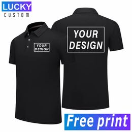 Mens Business Casual Polo Shirt Black Plain Blank Short Sleeve Shirts Custom Printing Embroidery Sports Golf T Shirt For 240412