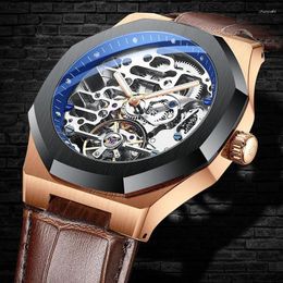 Wristwatches AILNAG Vintage Style Automatic Mechanical Waterproof Mens Watches Top Luminous Tourbillon Watch Montre Homme