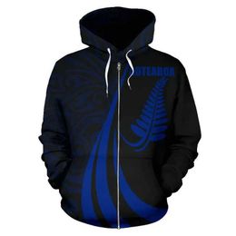 Men's Hoodies Sweatshirts New Zealand Maori Red Fern Zip-Up 3d Printed Hoodie For Men Y2k Tops New In Hoodies Sweatshirts Hoody Sports Pullover Coat 240424