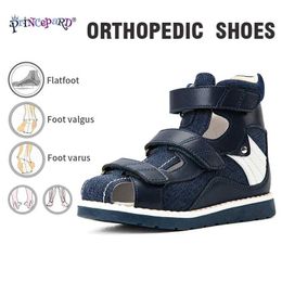 Sandals Princepard Denim Summer Breathable Closed Toe Sandals Children Orthopedic Shoes with High Back for Clubfoot Ankle Support Care 240423