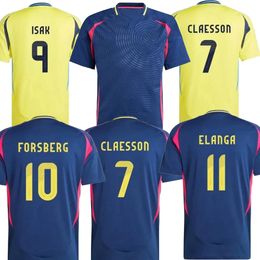 24-25 Sweden home soccer jerseys Thai Quality Jersey Customized kingcaps 9 BERG 10 IBRAHIMOVIC FORSBERG 11 NANASI 15 KULUSEVSKI 18 JANSSON 7 LARSSON wear