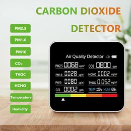 9 in1 CO2 Meter Air Quality Monitor APP BT Carbon Dioxide Detector TVOC HCHO PM2.5 PM1.0 PM10 Temperature Humidity CO2 Sensor 240423