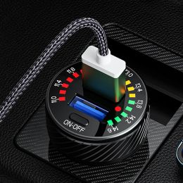 Chargers QC 3.0 Dual USB Car Charger 12V 24V Waterproof 18W Fast Charging Marquee Light LED Voltmeter ON OFF Switch Carcharger Adapter